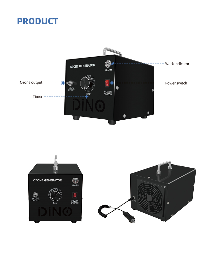 Générateur d'ozone DIEN avec câble 12V pour tous les véhicules.